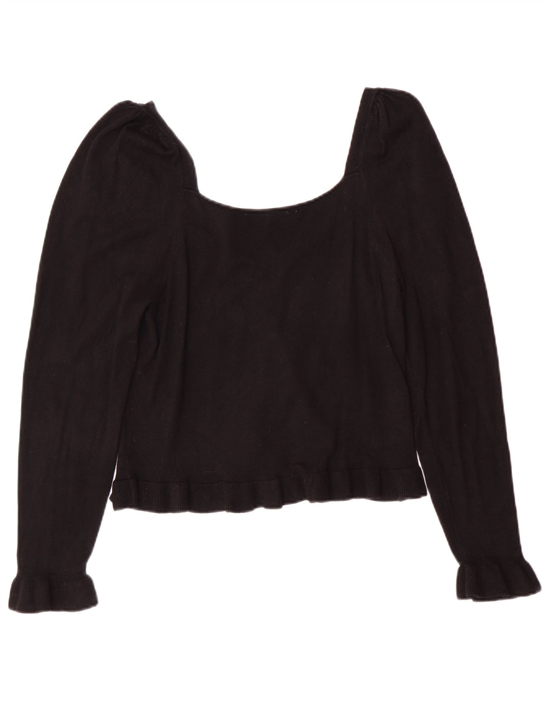 Top corto da donna Zara a maniche lunghe UK 14 grande viscosa nera