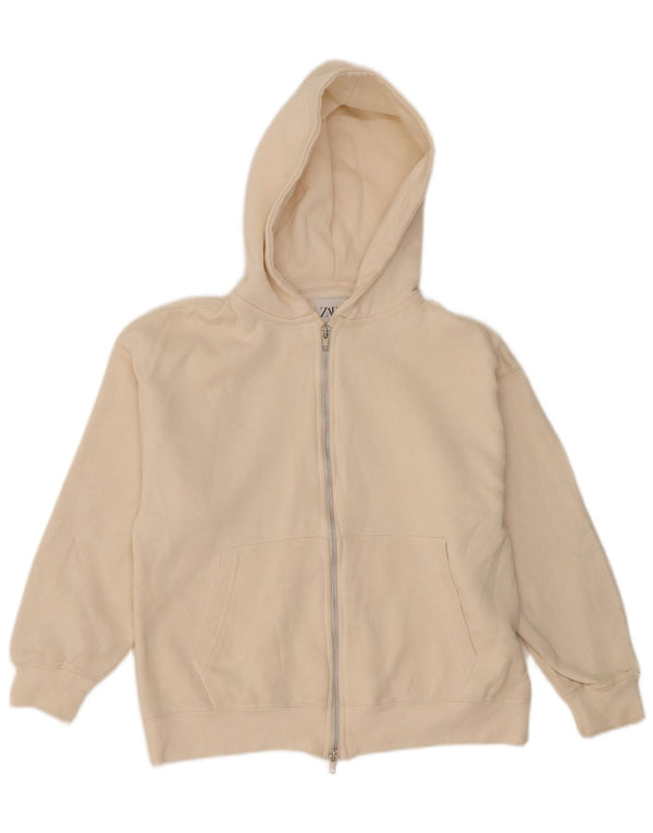 Maglione con cappuccio e zip per ragazze Zara 11-12 anni in cotone bianco sporco