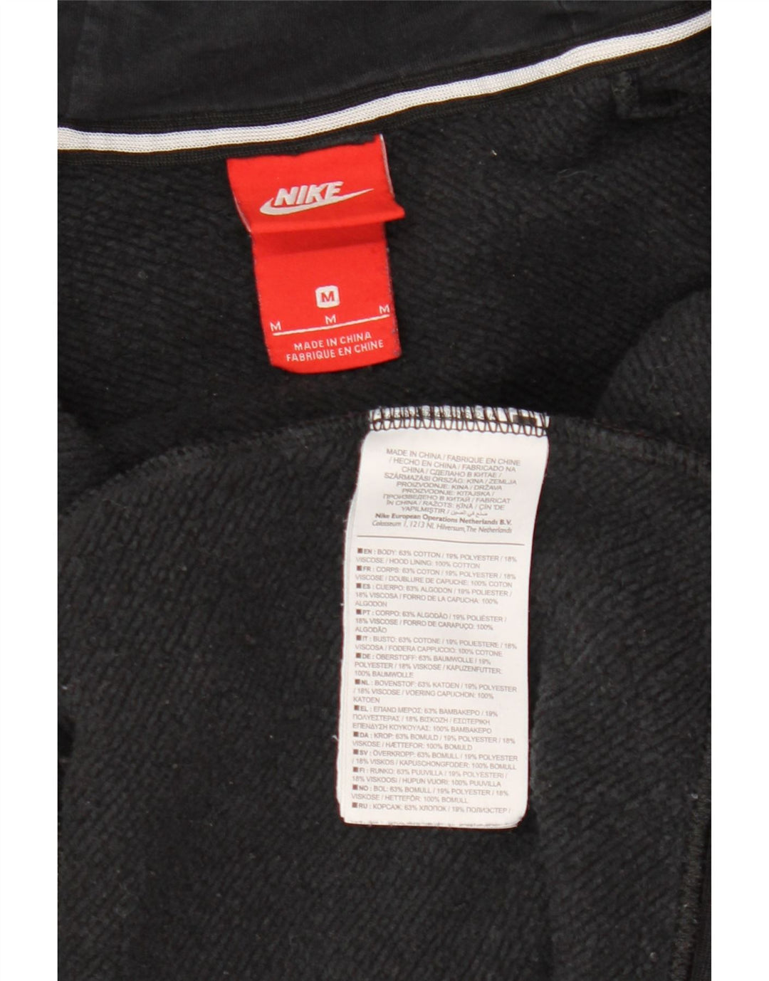 Felpa con cappuccio e zip da donna NIKE UK 14 cotone color block medio nero