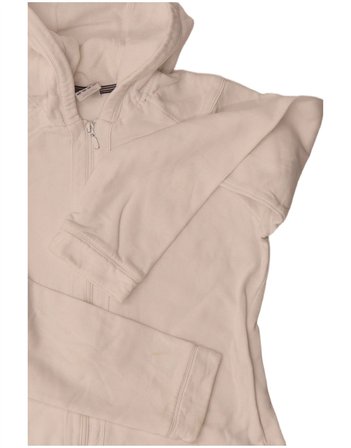 ADIDAS Womens Zip Hoodie Sweater UK 12 Medium  White Cotton