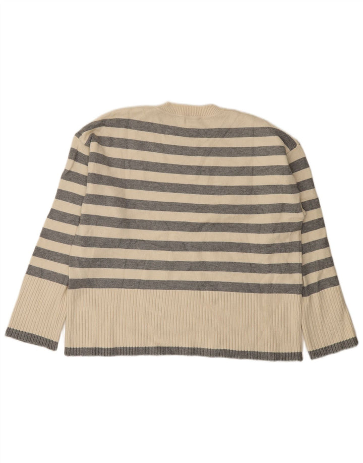 Maglione girocollo oversize da donna Zara UK 10 piccolo a righe bianche