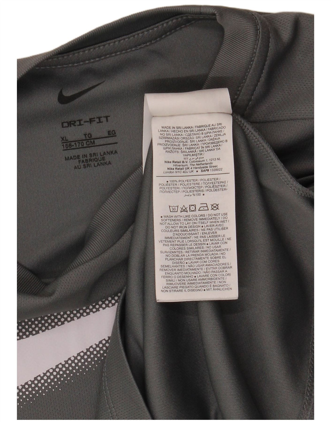 T-shirt grafica NIKE da ragazzo Dri Fit Top 13-14 anni XL poliestere grigio