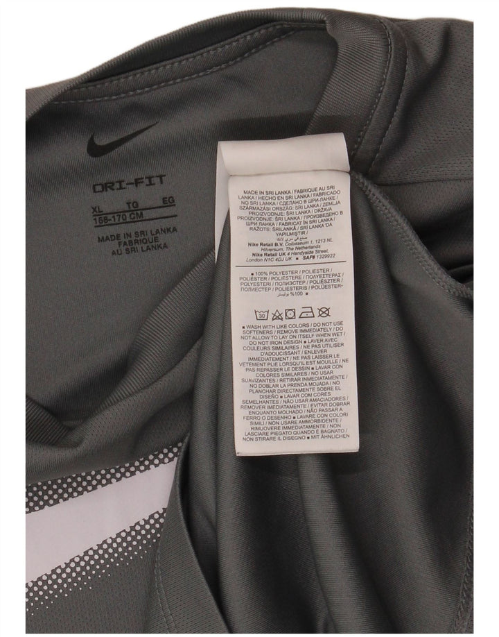 T-shirt grafica NIKE da ragazzo Dri Fit Top 13-14 anni XL poliestere grigio