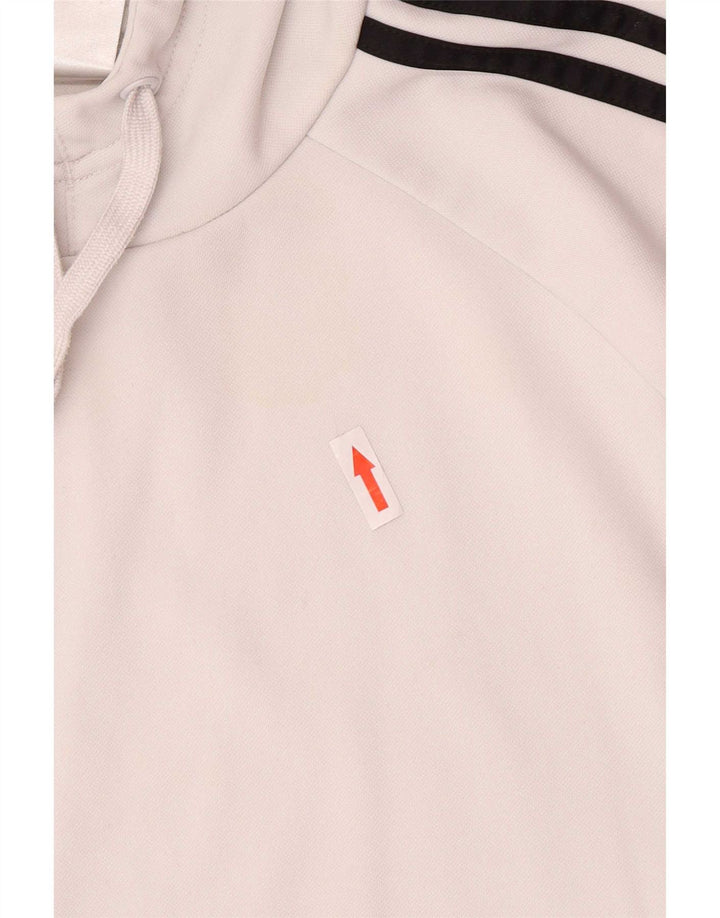 Felpa con cappuccio da uomo Adidas, poliestere bianco medio