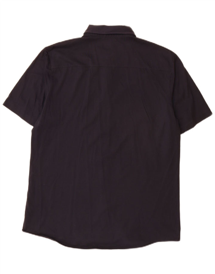 Camicia Cos da uomo a maniche corte grande in cotone blu navy