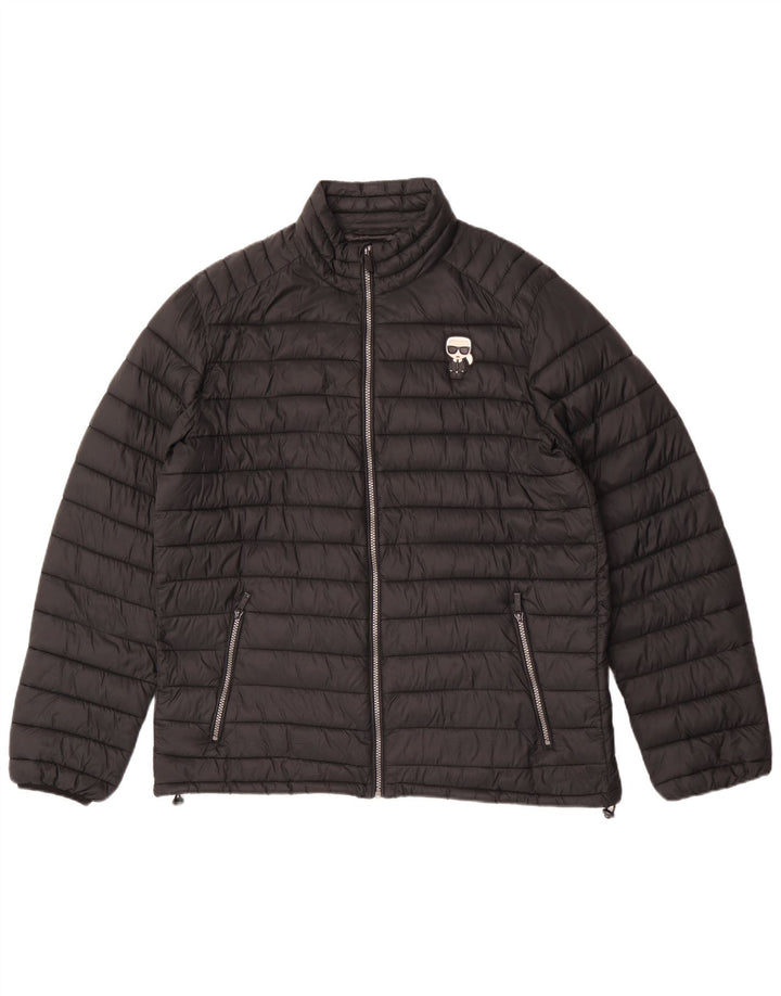Giacca imbottita da uomo Karl Lagerfeld UK 40 Large nera in poliammide