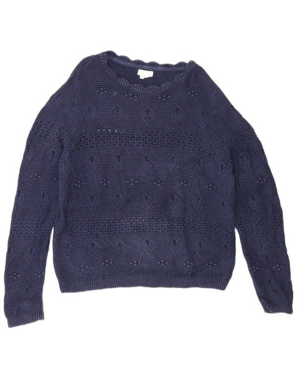 Maglione maglione con scollo a barca da donna Fat Face UK 14 Grande cotone blu navy