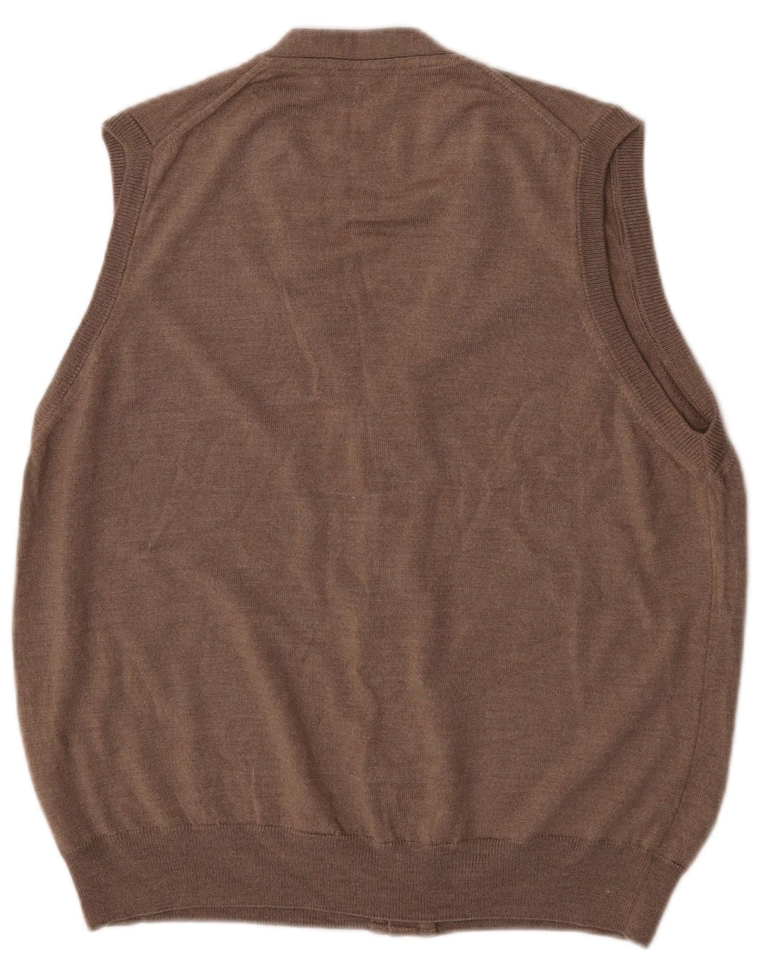 Maglione cardigan senza maniche da uomo Marks & Spencer grande lana marrone
