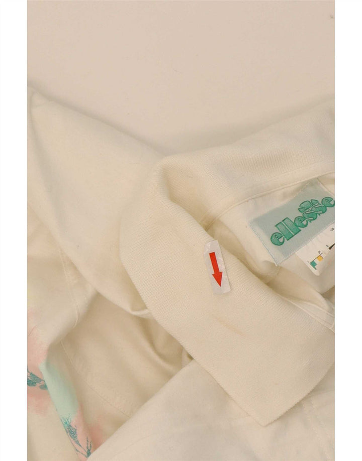 Polo da donna Ellesse IT 44 cotone floreale bianco medio