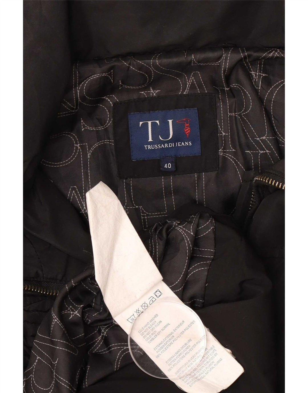 Piumino Donna Trussardi Jeans IT 40 Small Nero Poliestere