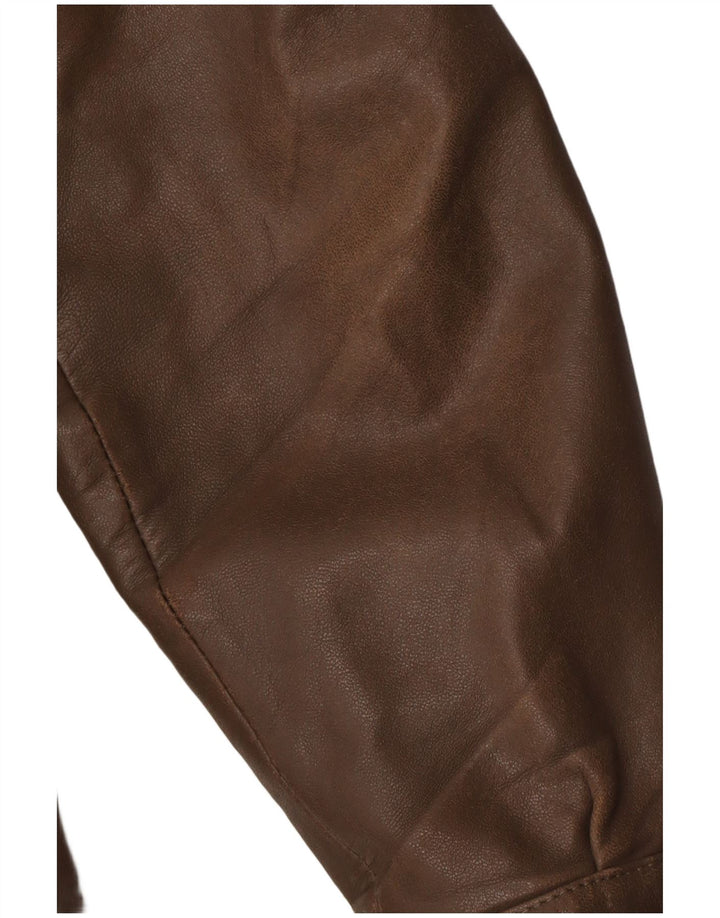 Giacca in pelle da donna Cristiano Di Thiene UK 14 Pelle marrone medio