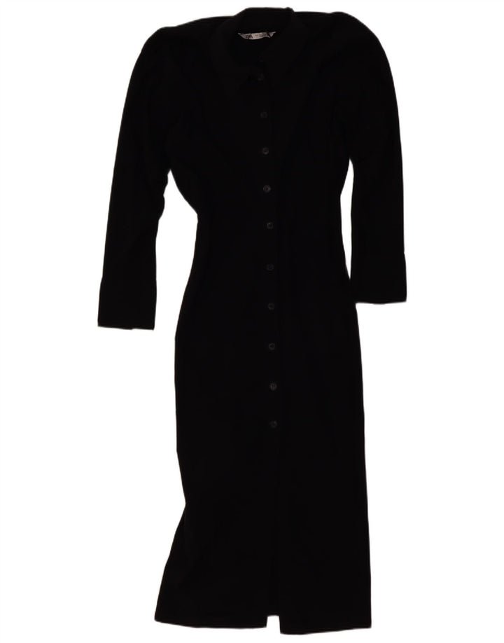 Abito chemisier maxi da donna Zara UK 10 piccolo nero