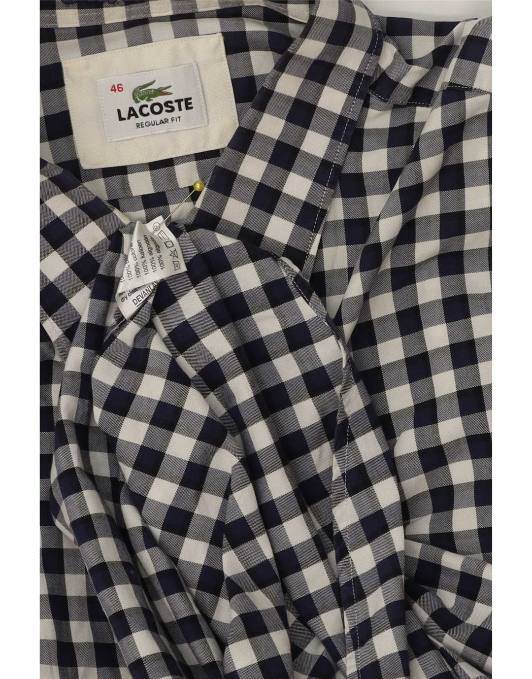 Camicia Lacoste da uomo vestibilità regolare taglia 46 2XL cotone a quadretti blu navy