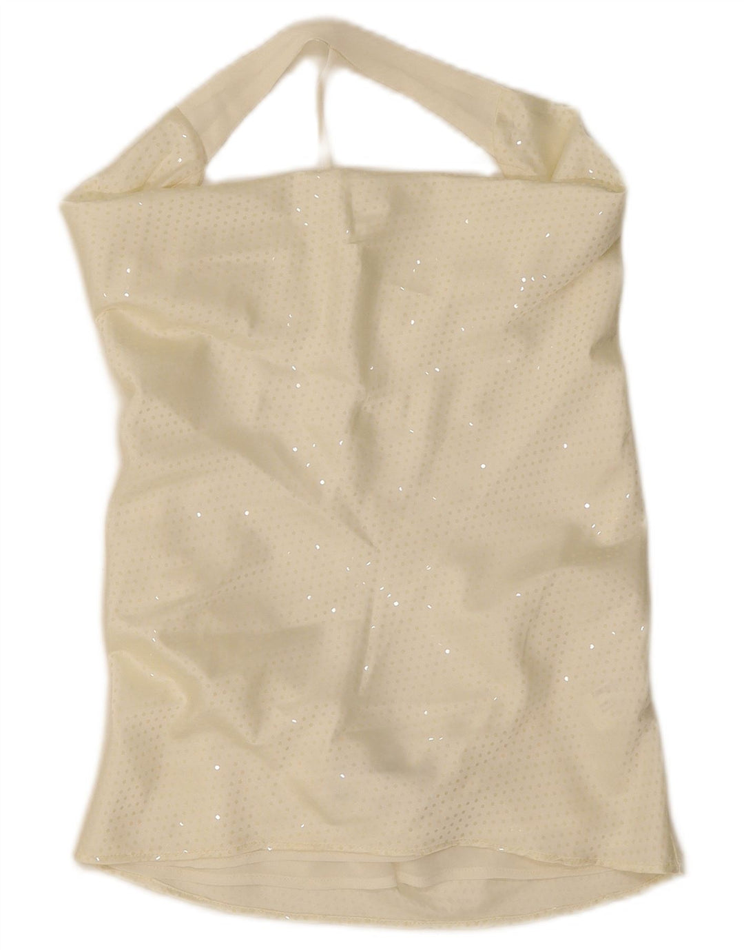 Top corto da donna con spalle scoperte Zara UK 10 piccolo poliestere screziato bianco sporco
