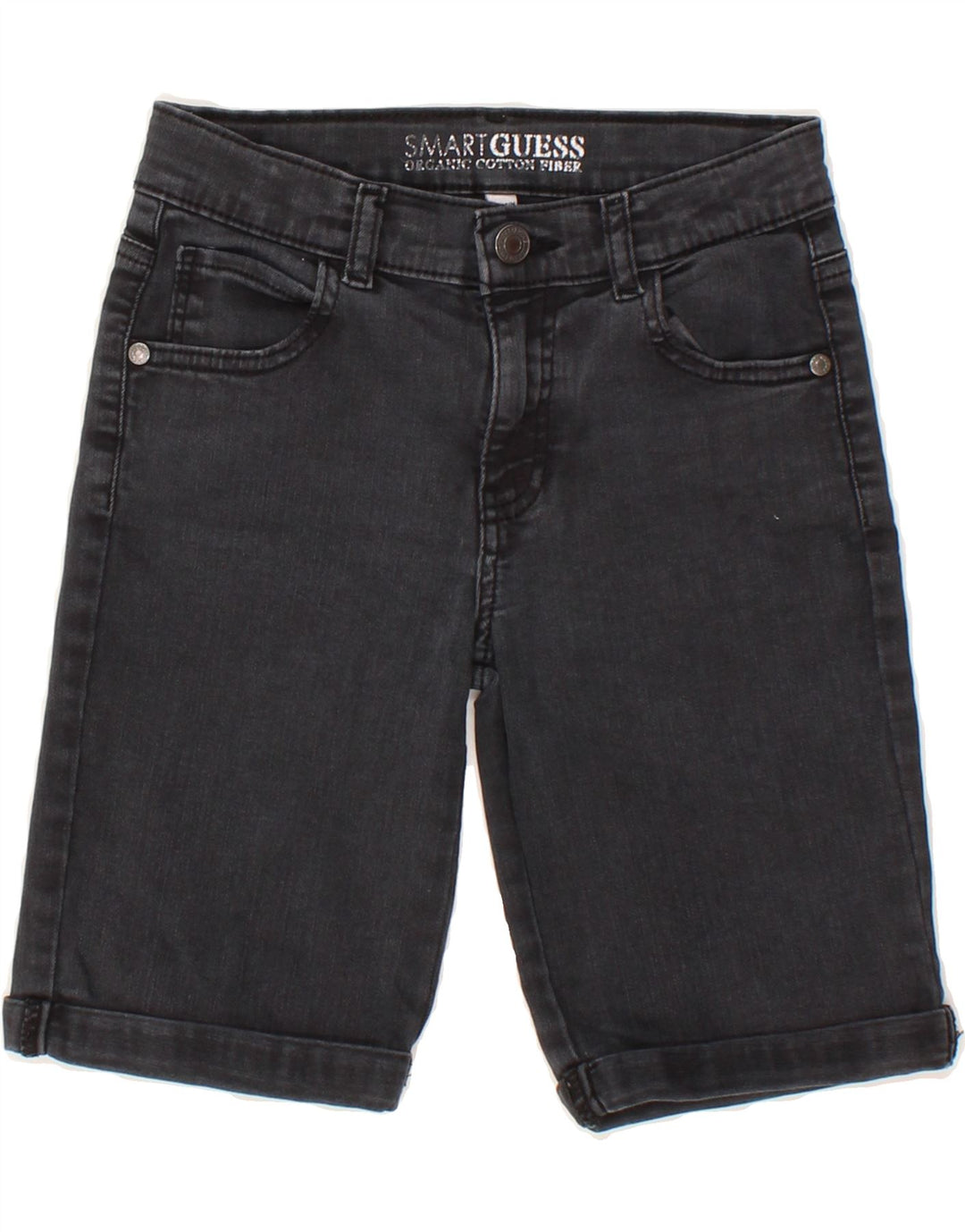 GUESS Boys Denim Shorts 7-8 Years W24 Grey Polyester Vintage Guess and Second-Hand Guess from Messina Hembry 