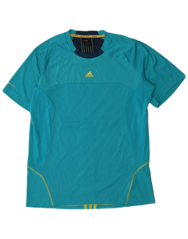 T-shirt Adidas Climacool da uomo, grande, in poliestere color block blu