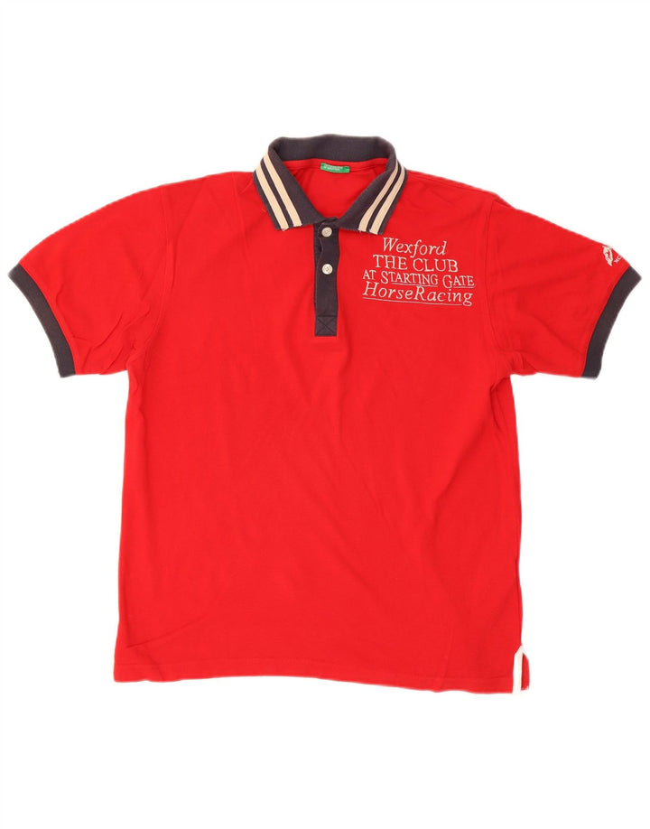 Polo grafica da uomo BENETTON in cotone rosso medio