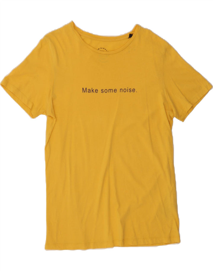 JACK & JONES Mens Graphic T-Shirt Top Medium Yellow Cotton Vintage Jack & Jones and Second-Hand Jack & Jones from Messina Hembry 