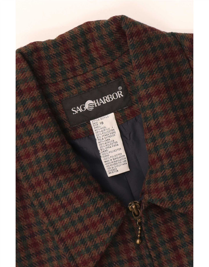 Giacca blazer da donna con zip intera Sag Harbour UK 18 XL lana a quadretti verde