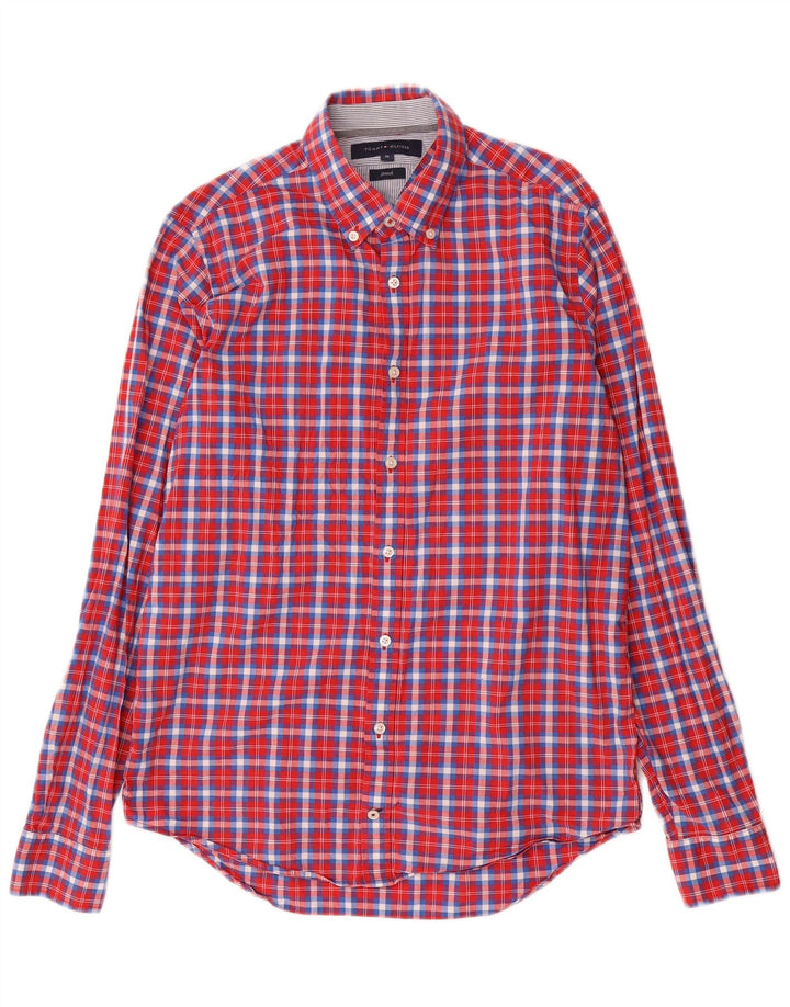 TOMMY HILFIGER Mens Stretch Shirt Medium Red Check