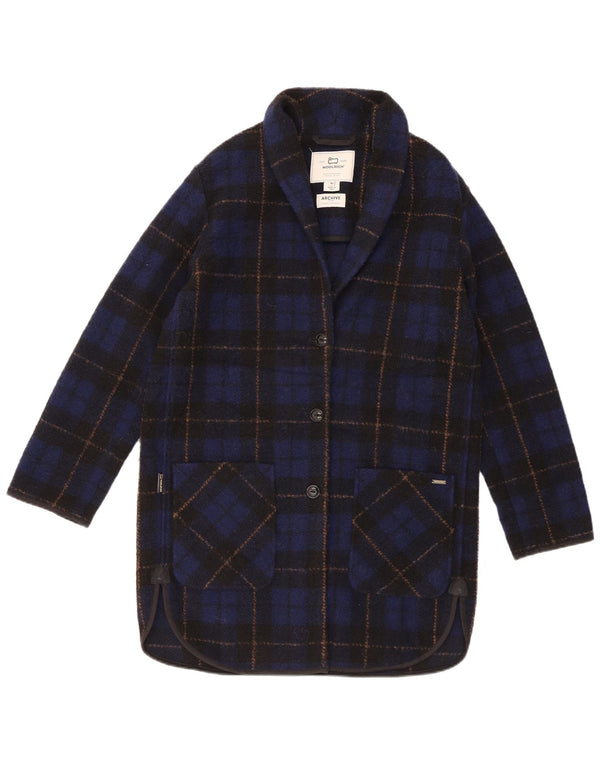 Cappotto oversize da donna Woolrich UK 6 XS Poliestere a quadri blu navy