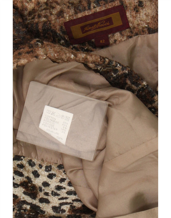 Giacca Blazer da Donna a 2 Bottoni Renato Nucci IT 42 Marrone Medio Stampa Animalier