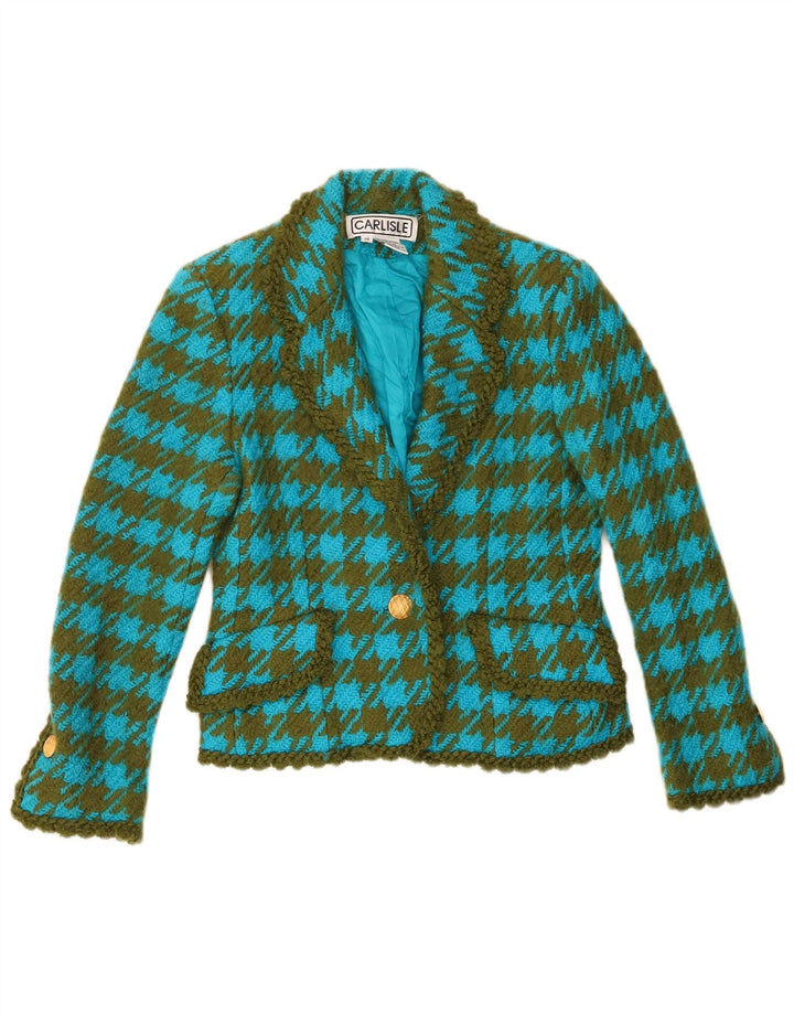 Giacca blazer da donna a 1 bottone Carlisle UK 10 piccola lana pied de poule blu