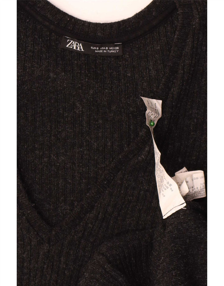 Abito maglione a maniche lunghe da donna Zara UK 10 piccolo poliestere grigio
