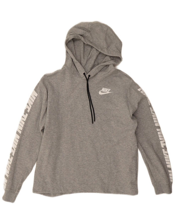 Felpa con cappuccio oversize con grafica Nike da donna UK 14 Cotone grigio medio