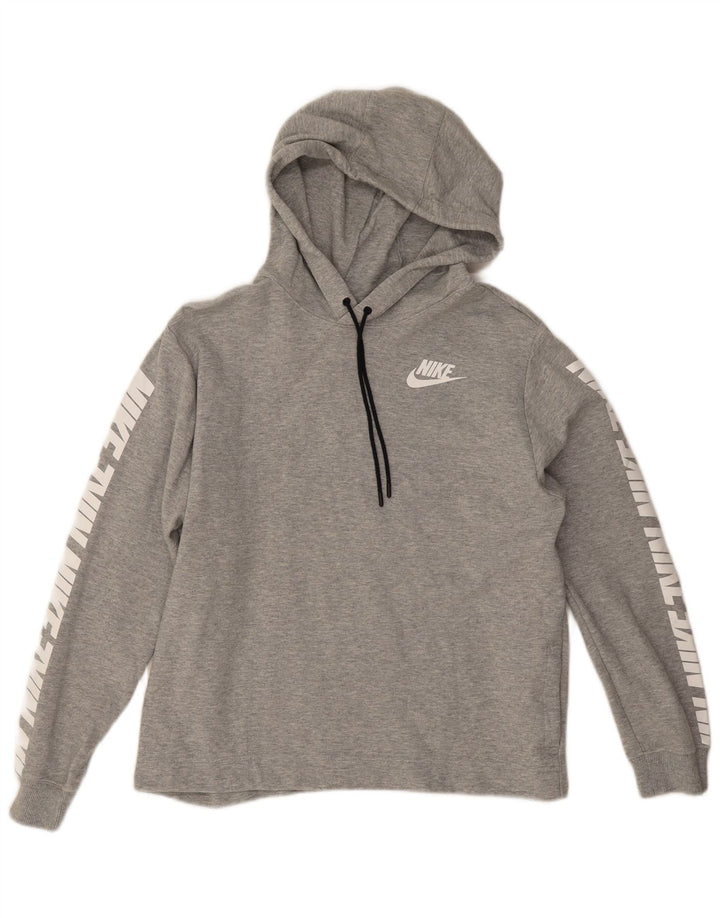 Felpa con cappuccio oversize con grafica Nike da donna UK 14 Cotone grigio medio