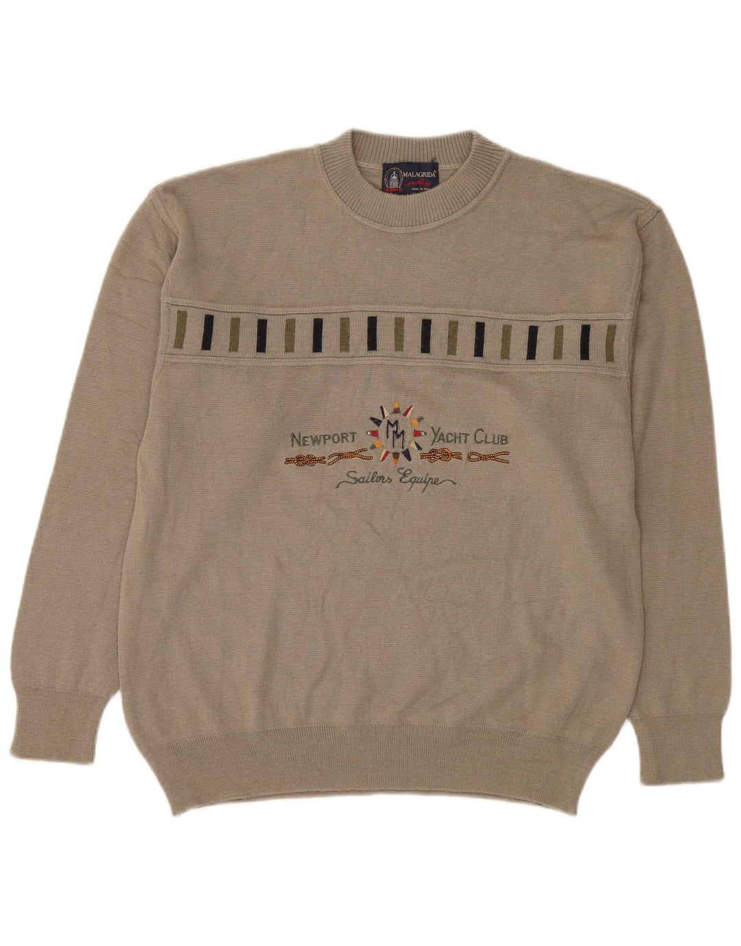 Maglione maglione girocollo con grafica da uomo Malagrida beige medio