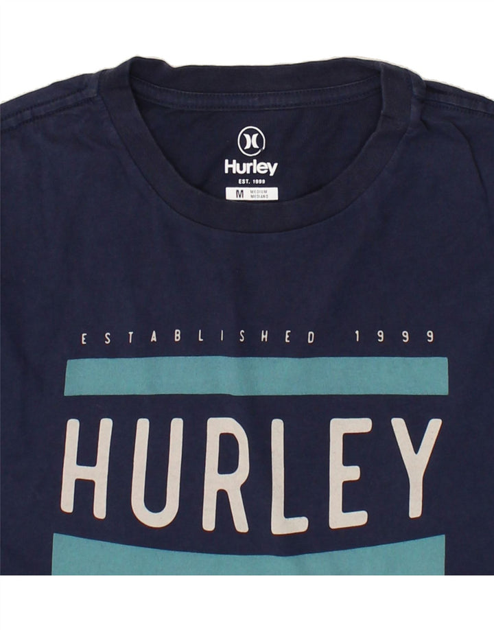 HURLEY Mens Graphic T-Shirt Top Medium Navy Blue Vintage Hurley and Second-Hand Hurley from Messina Hembry 