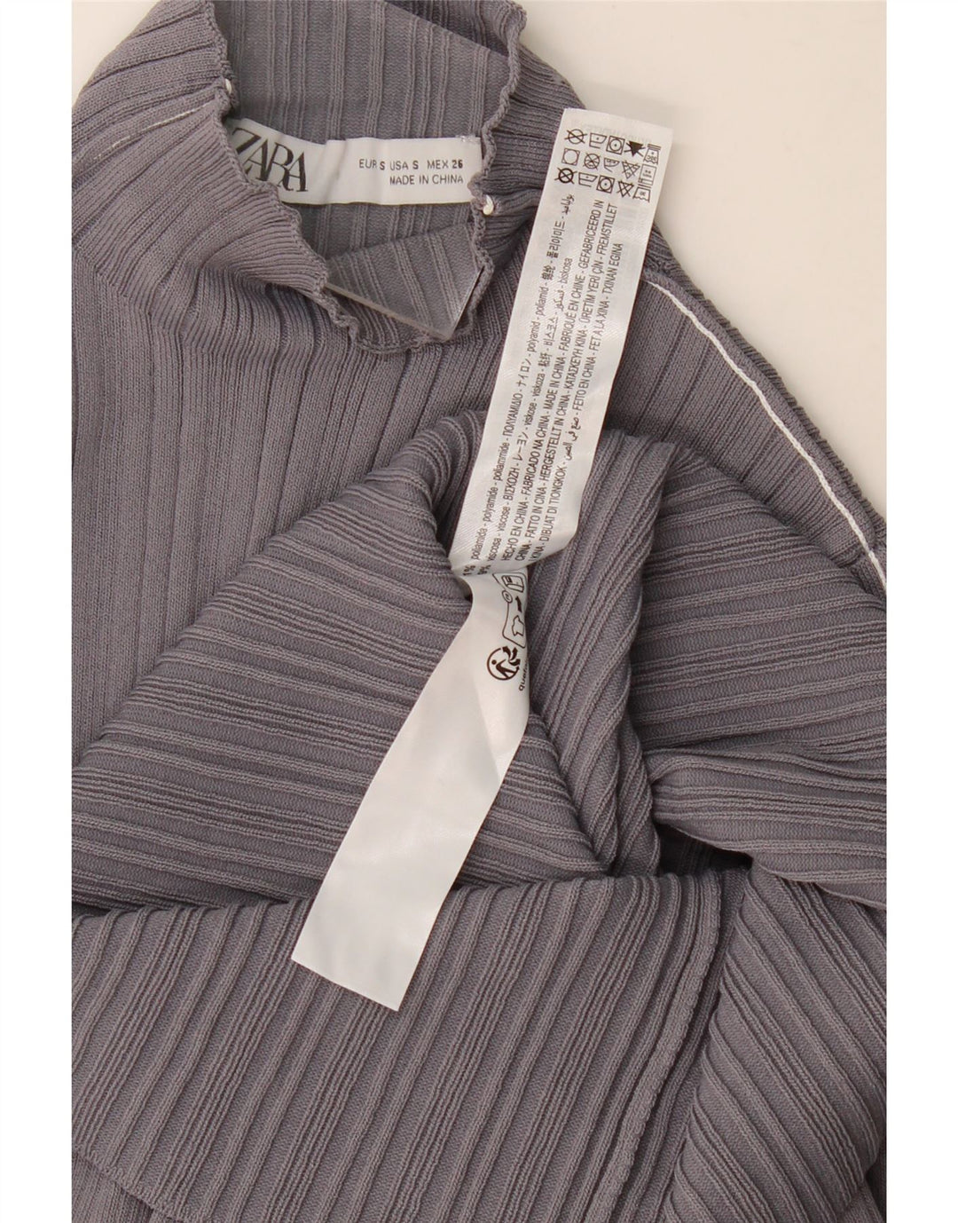 Vestito aderente a maniche lunghe da donna Zara UK 8 Small Grigio in poliammide