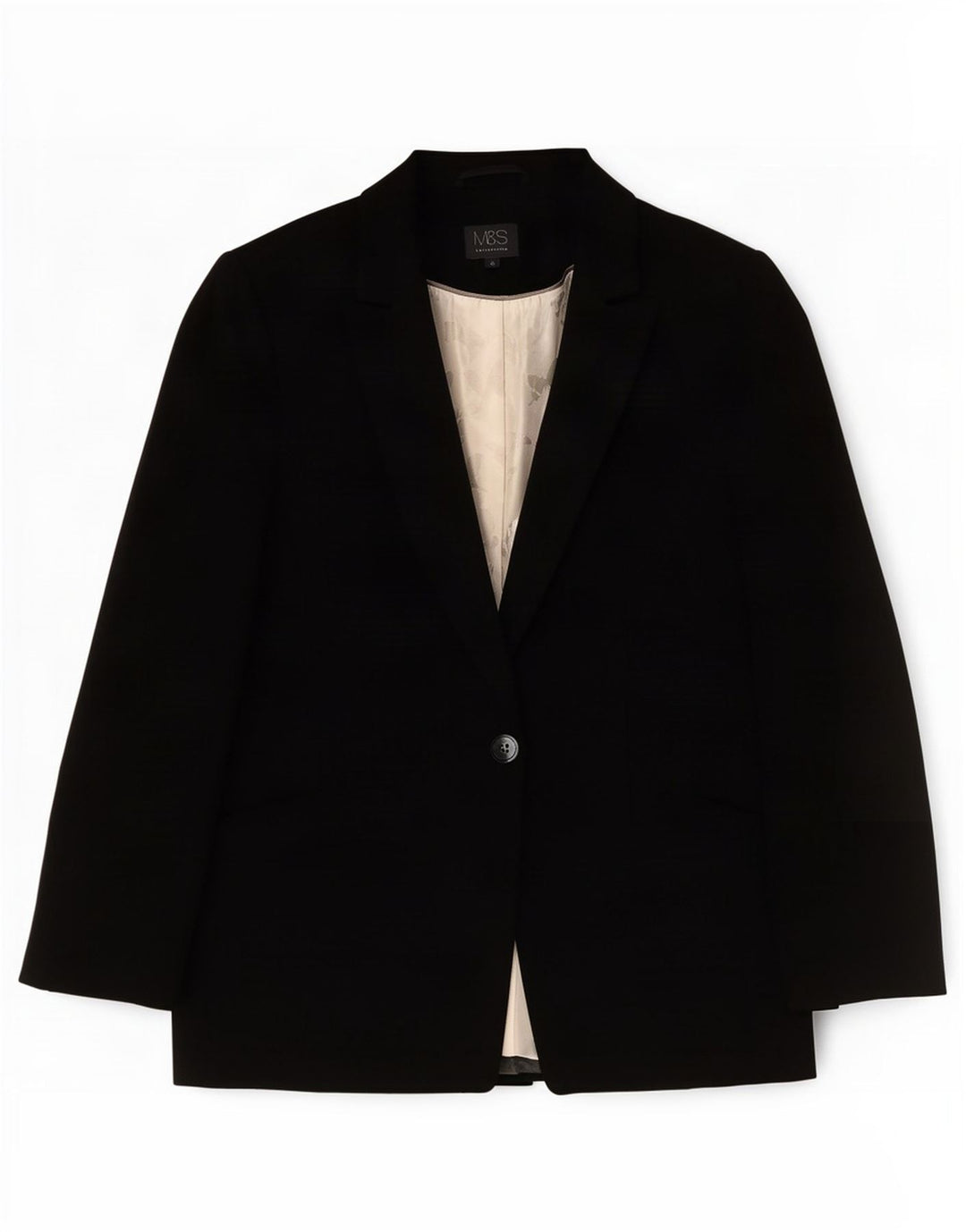 Giacca blazer a 1 bottone Marks & Spencer da donna UK 10 piccola poliestere nero