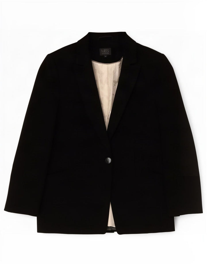 Giacca blazer a 1 bottone Marks & Spencer da donna UK 10 piccola poliestere nero