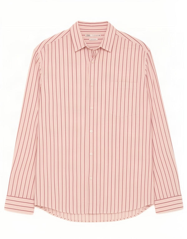 Camicia Zara da uomo vestibilità regolare, cotone gessato rosa grande
