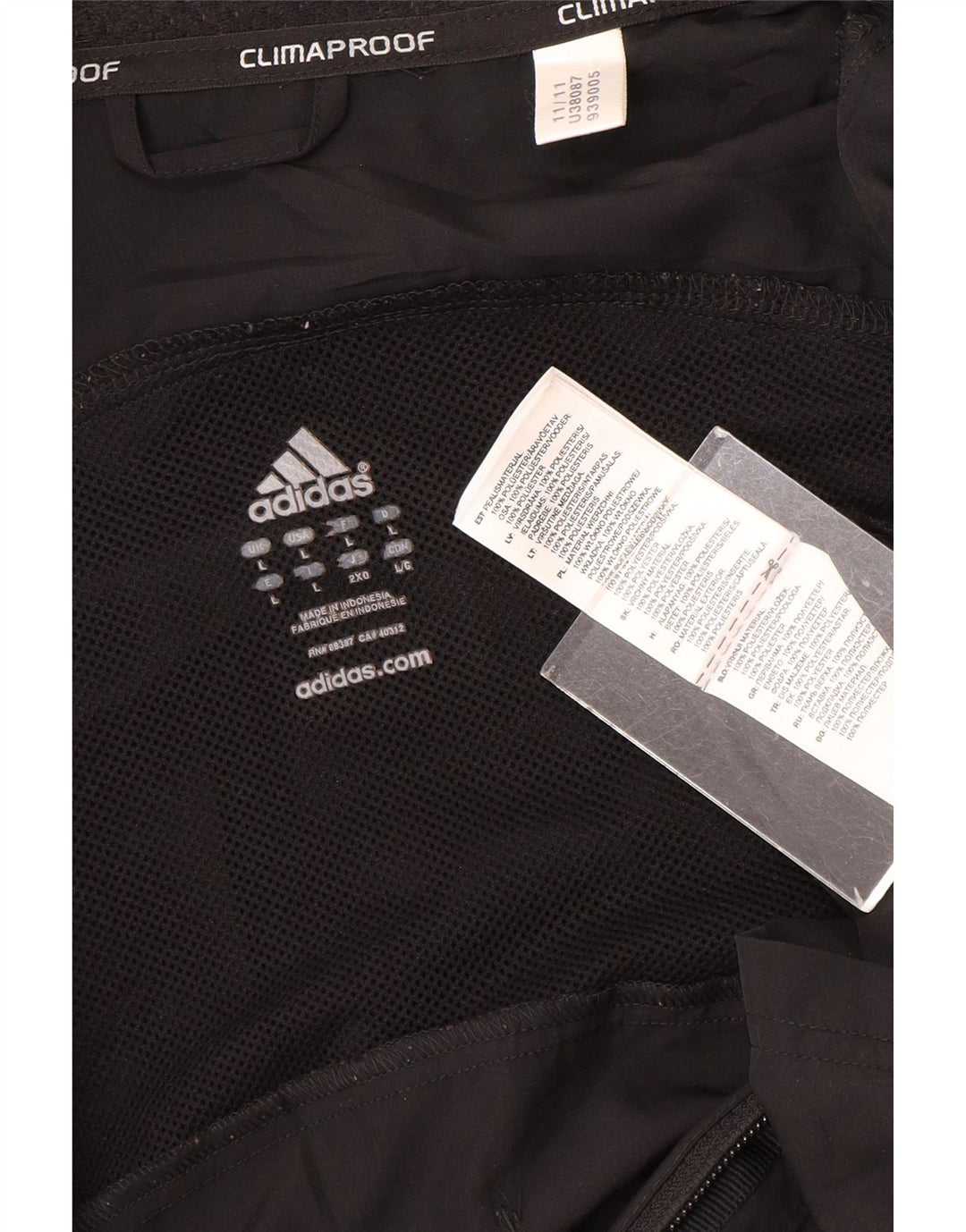 Giacca antipioggia grafica da uomo Adidas UK 40 grande poliestere nero