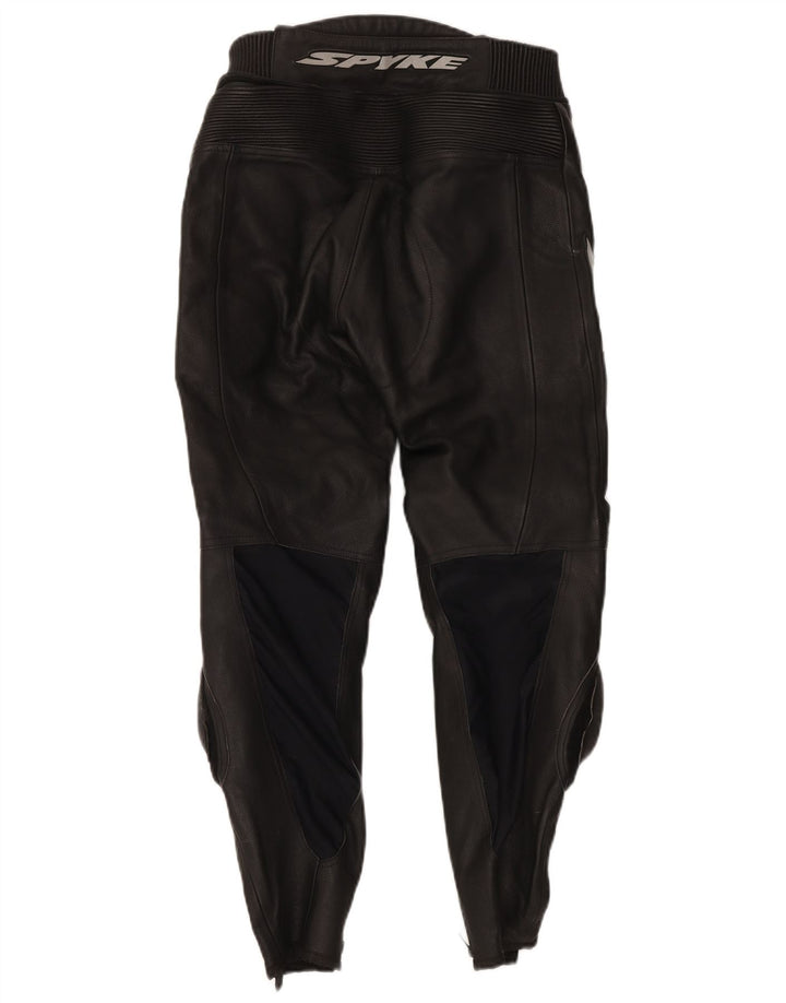 Pantaloni da moto in pelle grafica da uomo Spyke IT 48 Medium W30 L28 Neri