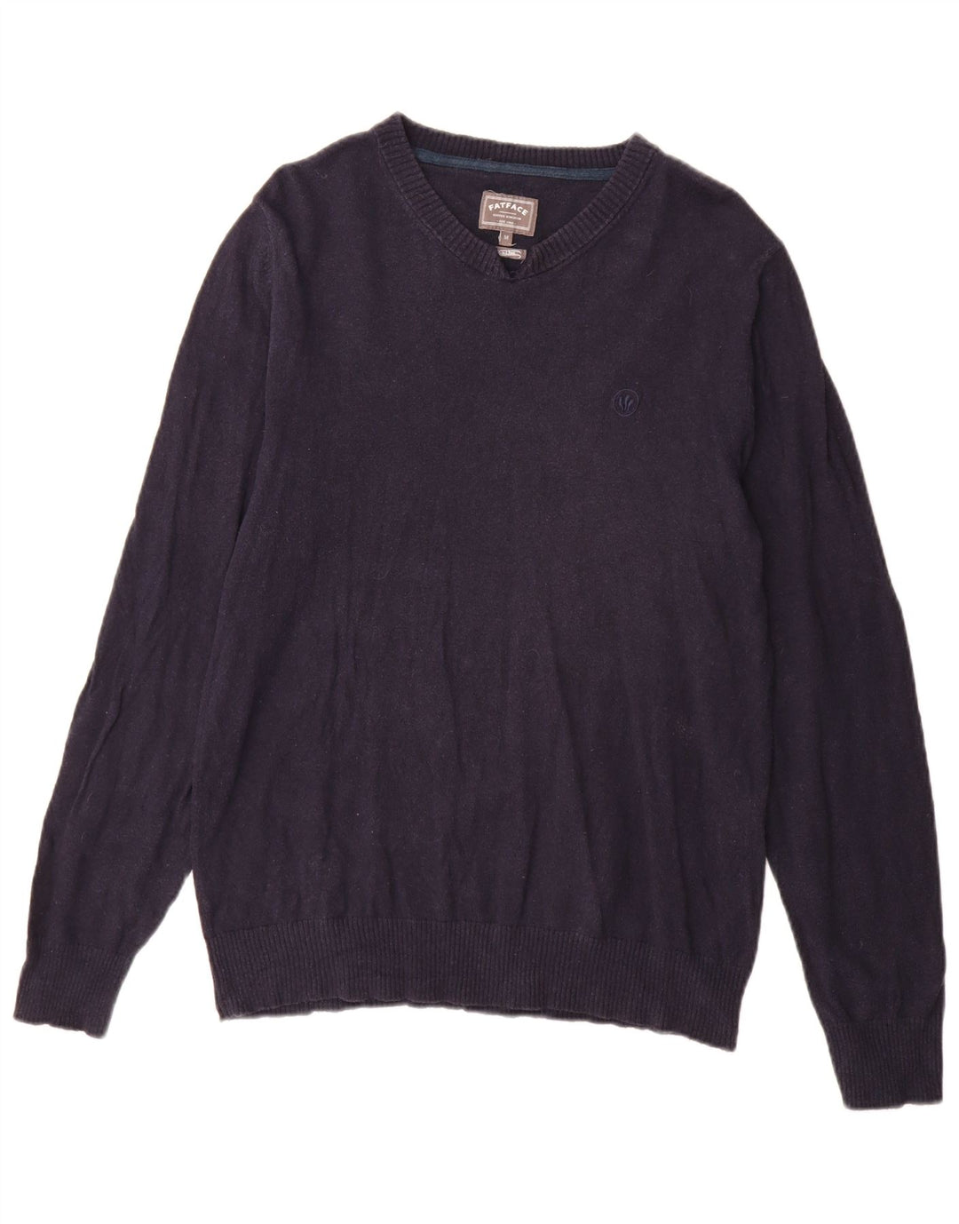 Maglione da uomo con scollo a V Fat Face, cotone medio blu navy