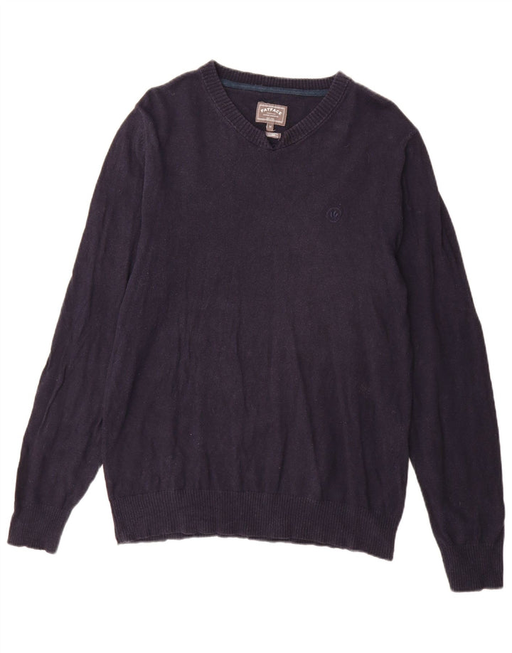 Maglione da uomo con scollo a V Fat Face, cotone medio blu navy