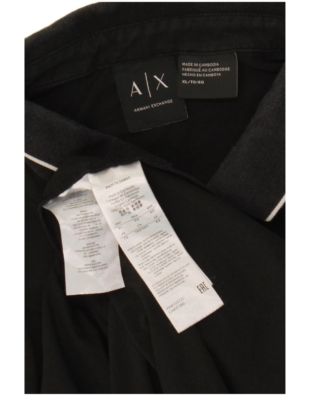 Polo da uomo ARMANI EXCHANGE XL in cotone nero