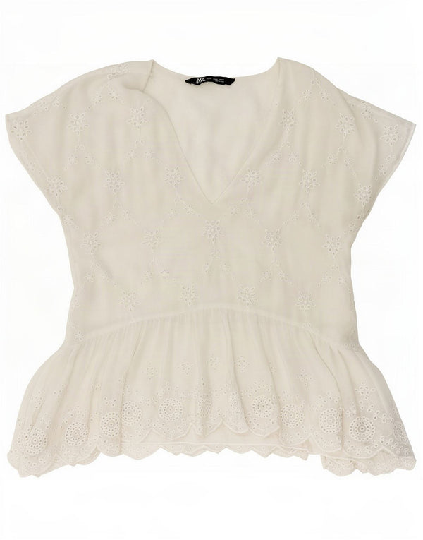 Camicetta da donna Zara Top UK 10 Small White Floral