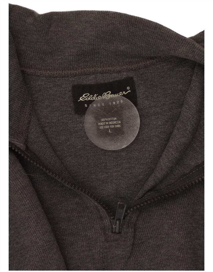 EDDIE BAUER Felpa con collo con zip da uomo Maglione grande in cotone color block grigio