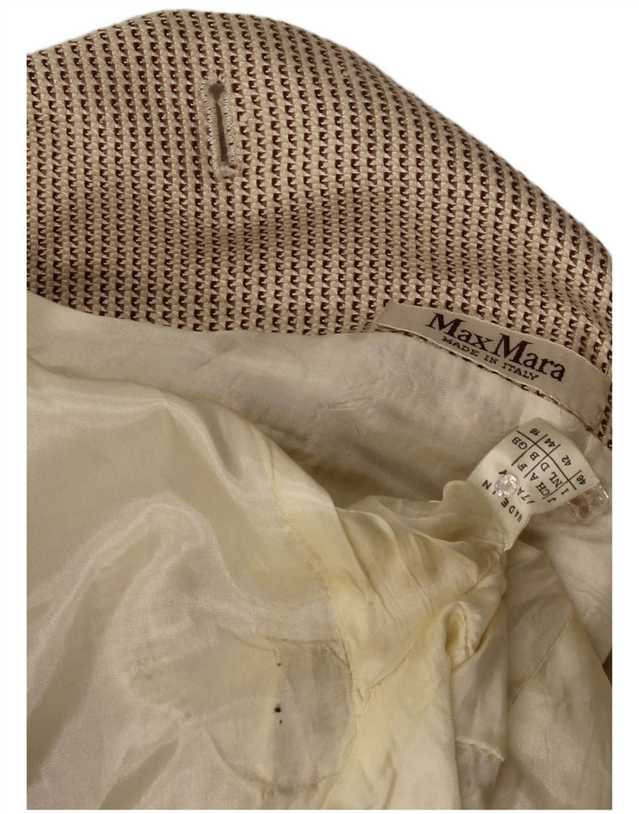Giacca blazer doppiopetto da donna Max Mara UK 16 Large Beige geometrica