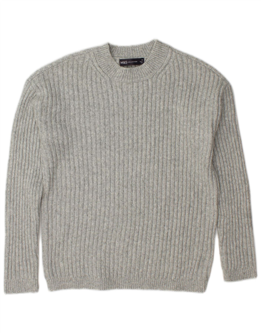 Maglione maglione girocollo da donna Marks & Spencer UK 6 XS poliestere grigio