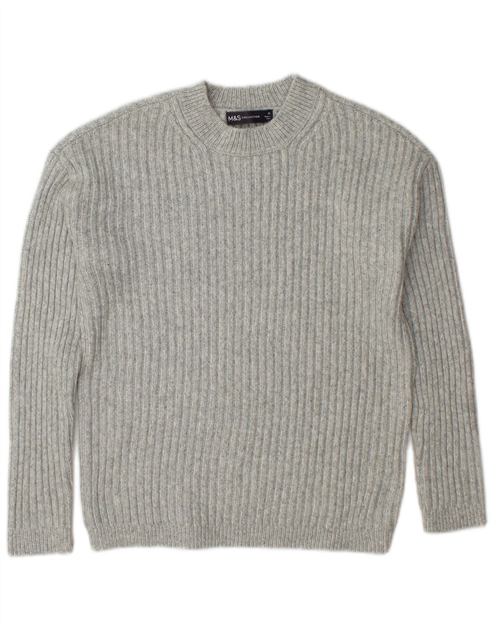 Maglione maglione girocollo da donna Marks & Spencer UK 6 XS poliestere grigio