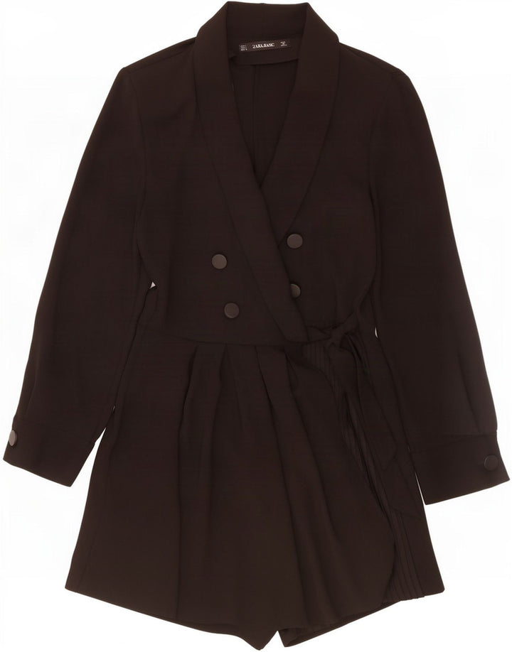 Tutina corta a maniche lunghe da donna Zara UK 10 piccola poliestere nera