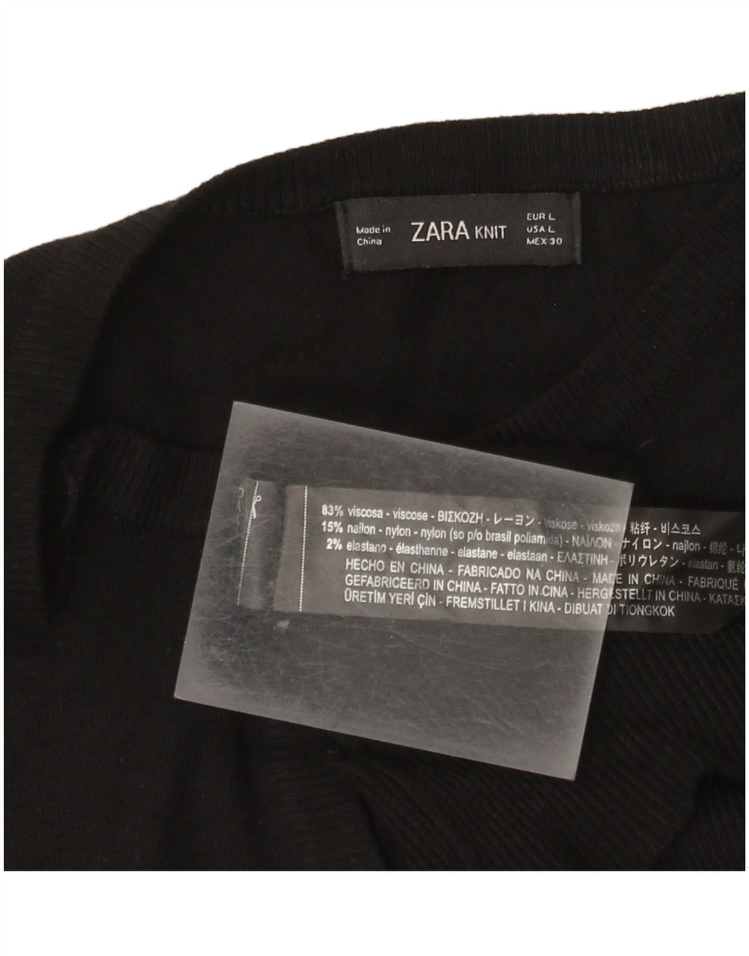 Maglione Cardigan Donna Zara UK 14 Large Nero Viscosa