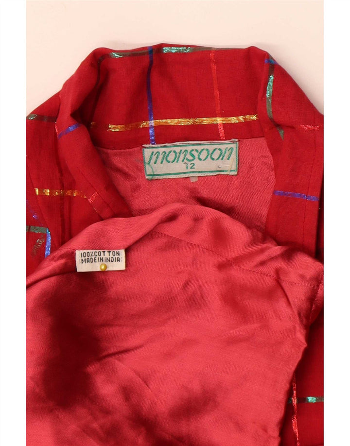 Giacca blazer da donna a 1 bottone Monsoon UK 12 Cotone a quadri rosso medio