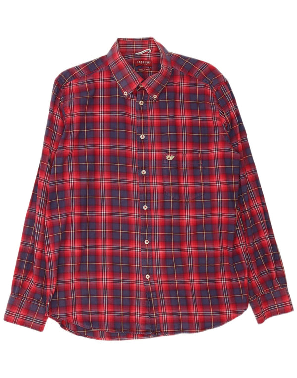Camicia Carrera da uomo in flanella vestibilità regolare XL cotone a quadri rossi